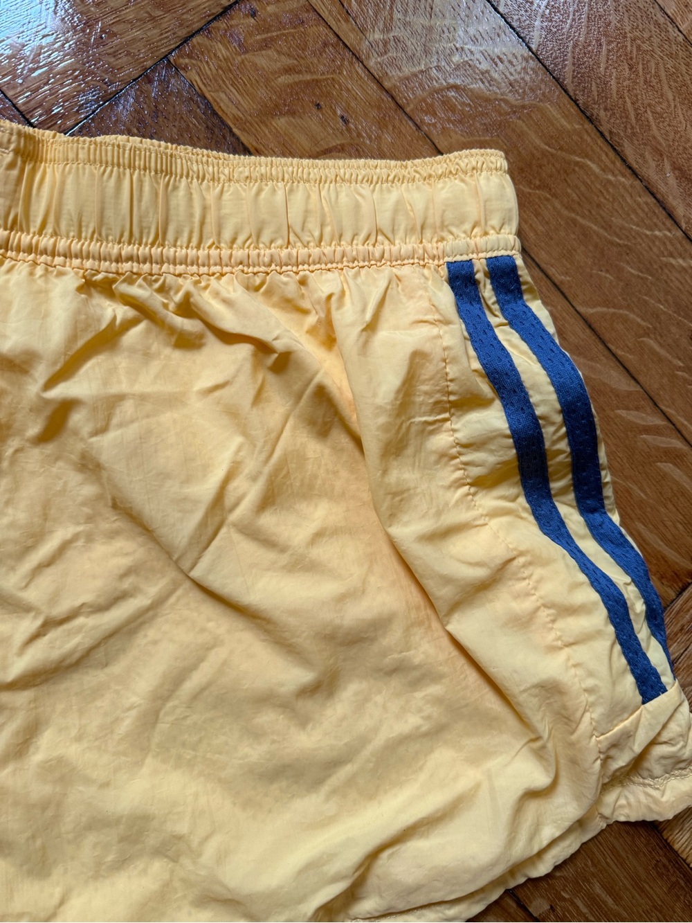 adidas Yellow Mesh-Lined Athletic Shorts - Picture 5 of 5